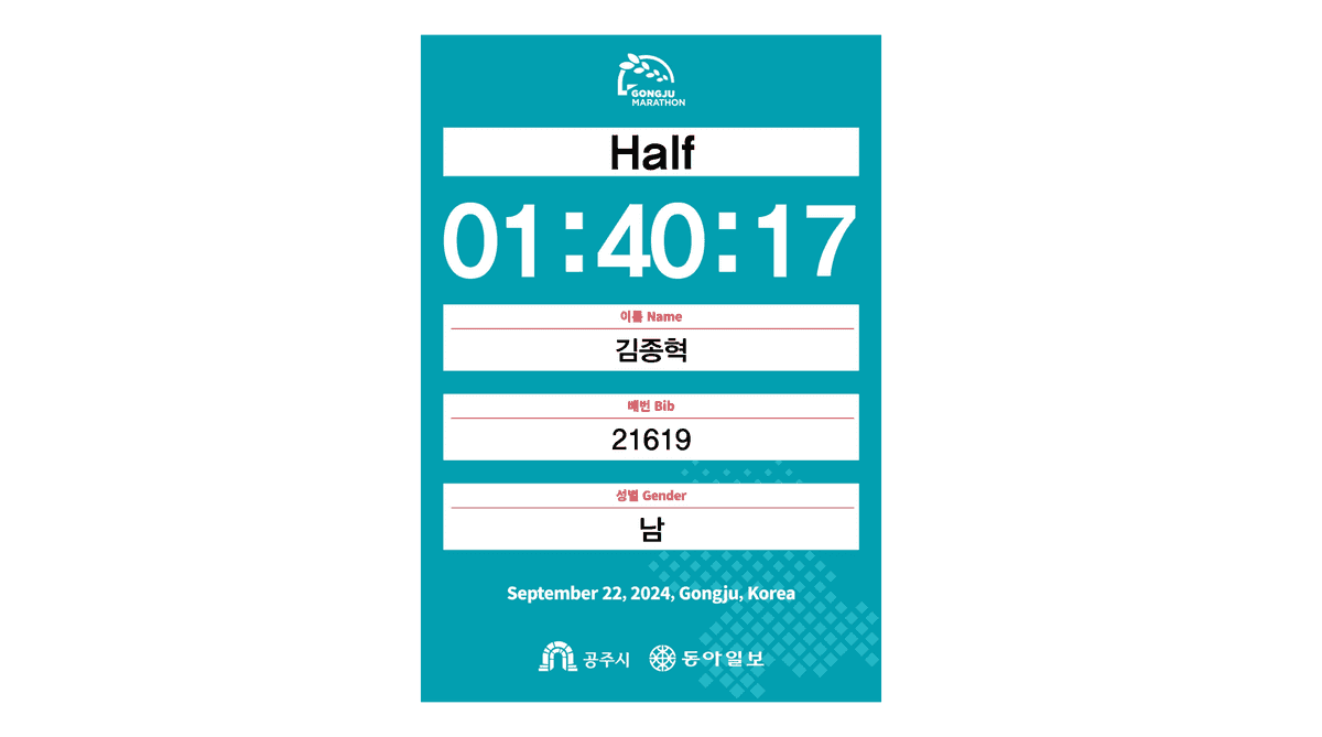 Gongju Baekjae Marathon Record